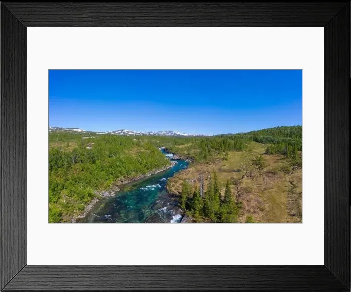 Framed Print : Aerial view of the Gausta waterfall in the north of Sweden Framed Print : Aerial view of the Gausta waterfall in the north of Sweden