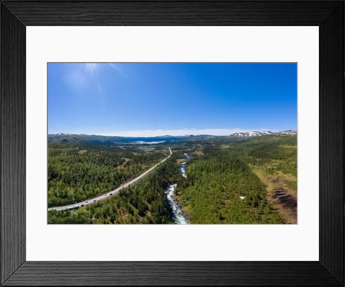 Framed Print : Aerial view of the Gausta waterfall in the north of Sweden Framed Print : Aerial view of the Gausta waterfall in the north of Sweden