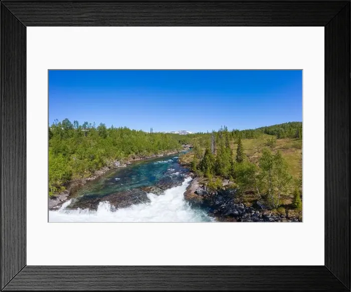 Framed Print : Aerial view of the Gausta waterfall in the north of Sweden Framed Print : Aerial view of the Gausta waterfall in the north of Sweden