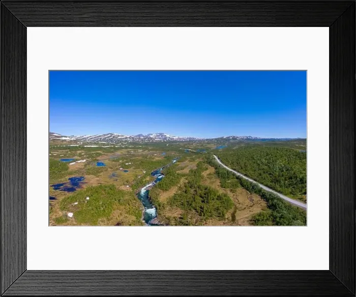 Framed Print : Aerial view of the Gausta waterfall in the north of Sweden Framed Print : Aerial view of the Gausta waterfall in the north of Sweden