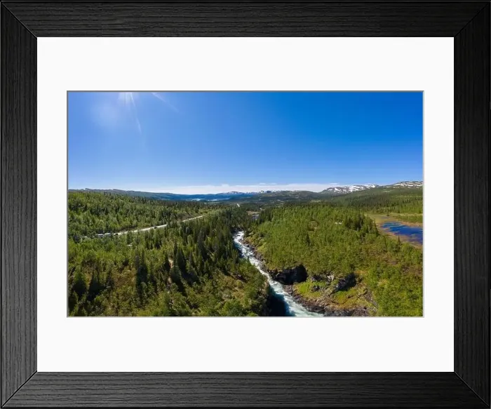 Framed Print : Aerial view of the Gausta waterfall in the north of Sweden Framed Print : Aerial view of the Gausta waterfall in the north of Sweden