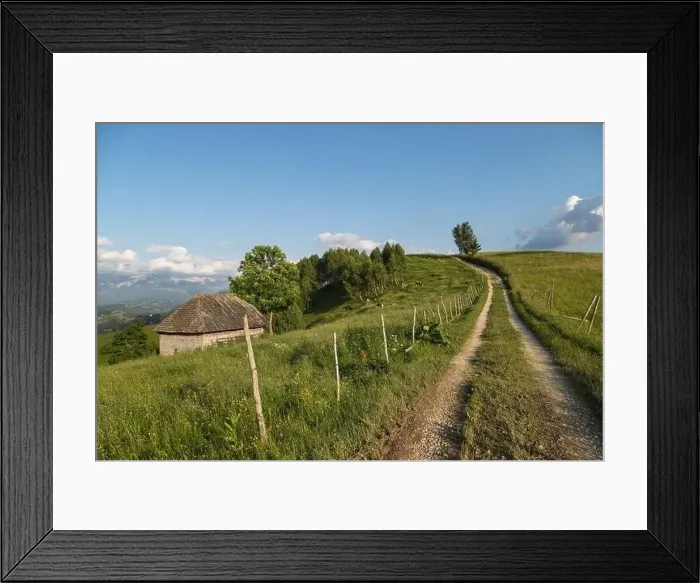 Framed Print : Summer sunrise in the Transylvanian village. Aerial foggy landscape in Transylvania, at sunrise Framed Print : Summer sunrise in the Transylvanian village. Aerial foggy landscape in Transylvania, at sunrise
