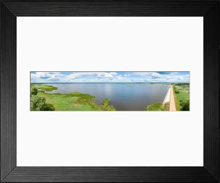 Framed Print : water surface of Luban water reservoir in Belarus. beautiful summer landscape. aerial panoramic view Framed Print : water surface of Luban water reservoir in Belarus. beautiful summer landscape. aerial panoramic view