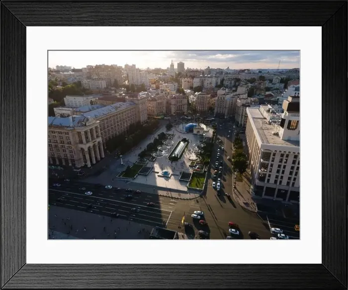 Framed Print : Independence Square in Kyiv, Ukraine. Maidan. Aerial view Framed Print : Independence Square in Kyiv, Ukraine. Maidan. Aerial view