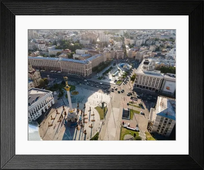 Framed Print : Independence Square in Kyiv, Ukraine. Maidan. Aerial view Framed Print : Independence Square in Kyiv, Ukraine. Maidan. Aerial view