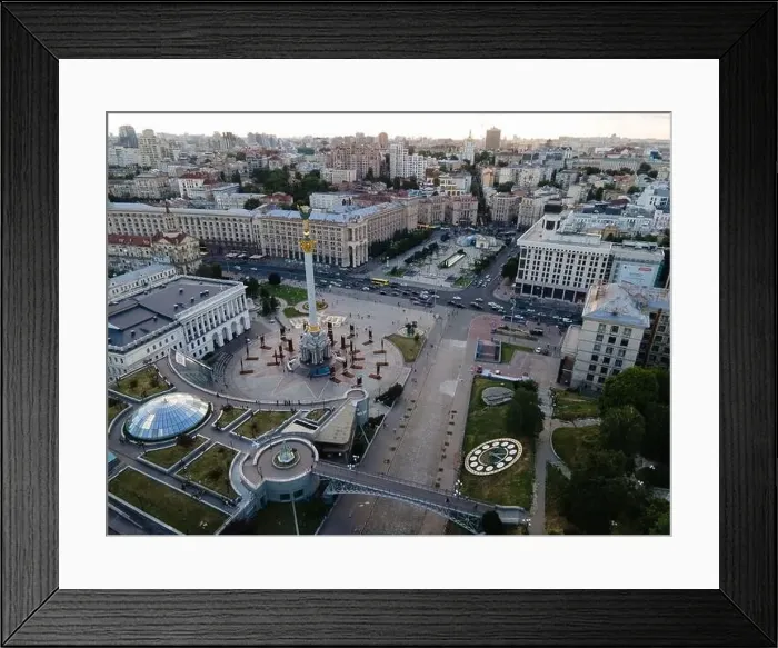 Framed Print : Independence Square in Kyiv, Ukraine. Maidan. Aerial view Framed Print : Independence Square in Kyiv, Ukraine. Maidan. Aerial view