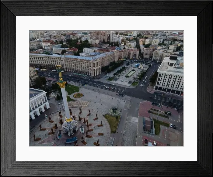 Framed Print : Independence Square in Kyiv, Ukraine. Maidan. Aerial view Framed Print : Independence Square in Kyiv, Ukraine. Maidan. Aerial view