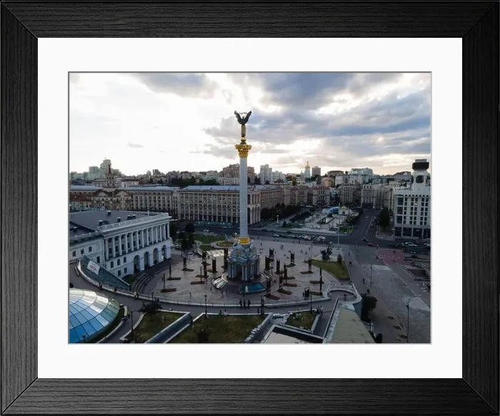 Framed Print : Independence Square in Kyiv, Ukraine. Maidan. Aerial view Framed Print : Independence Square in Kyiv, Ukraine. Maidan. Aerial view