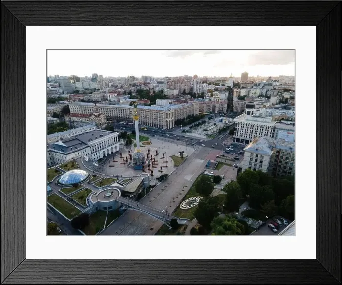 Framed Print : Independence Square in Kyiv, Ukraine. Maidan. Aerial view Framed Print : Independence Square in Kyiv, Ukraine. Maidan. Aerial view