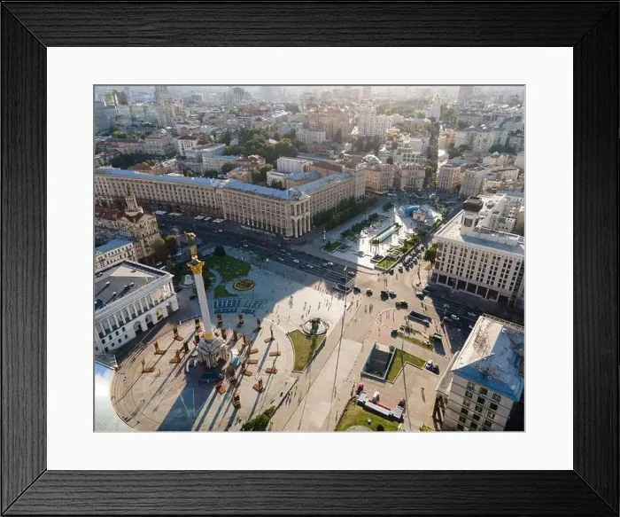 Framed Print : Independence Square in Kyiv, Ukraine. Maidan. Aerial view Framed Print : Independence Square in Kyiv, Ukraine. Maidan. Aerial view