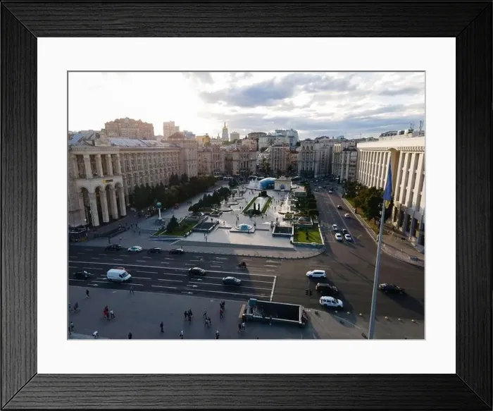 Framed Print : Independence Square in Kyiv, Ukraine. Maidan. Aerial view Framed Print : Independence Square in Kyiv, Ukraine. Maidan. Aerial view