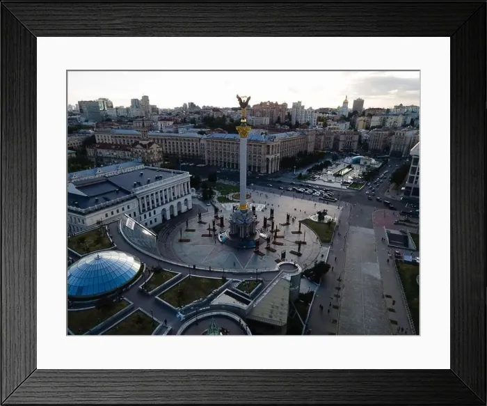 Framed Print : Independence Square in Kyiv, Ukraine. Maidan. Aerial view Framed Print : Independence Square in Kyiv, Ukraine. Maidan. Aerial view