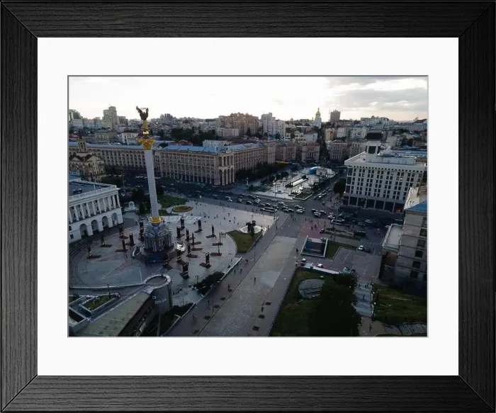Framed Print : Independence Square in Kyiv, Ukraine. Maidan. Aerial view Framed Print : Independence Square in Kyiv, Ukraine. Maidan. Aerial view