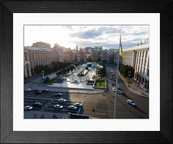 Framed Print : Independence Square in Kyiv, Ukraine. Maidan. Aerial view Framed Print : Independence Square in Kyiv, Ukraine. Maidan. Aerial view