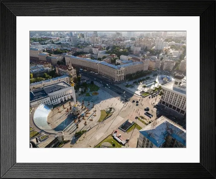Framed Print : Independence Square in Kyiv, Ukraine. Maidan. Aerial view Framed Print : Independence Square in Kyiv, Ukraine. Maidan. Aerial view
