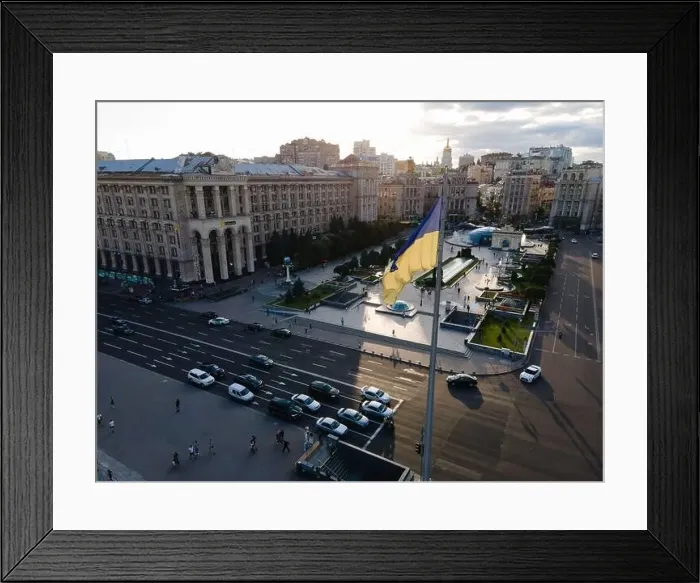 Framed Print : Independence Square in Kyiv, Ukraine. Maidan. Aerial view Framed Print : Independence Square in Kyiv, Ukraine. Maidan. Aerial view