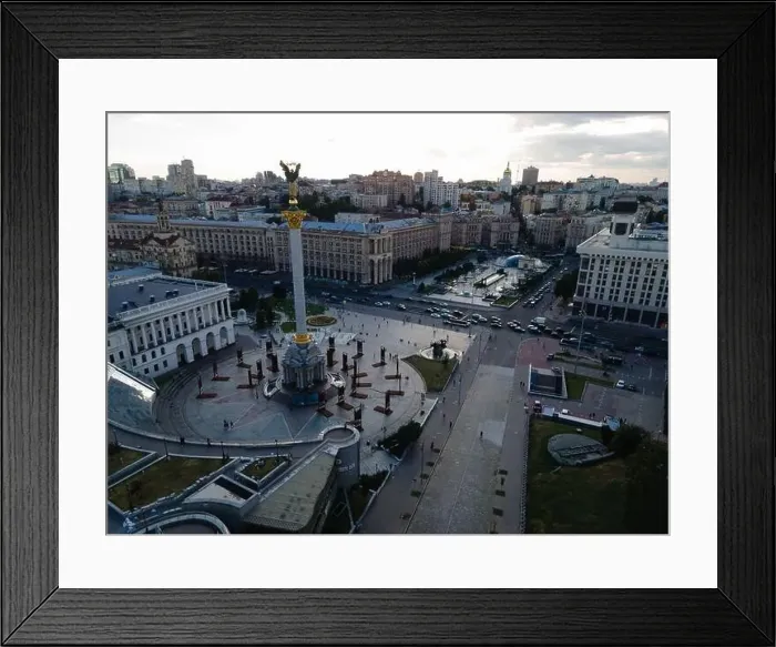 Framed Print : Independence Square in Kyiv, Ukraine. Maidan. Aerial view Framed Print : Independence Square in Kyiv, Ukraine. Maidan. Aerial view