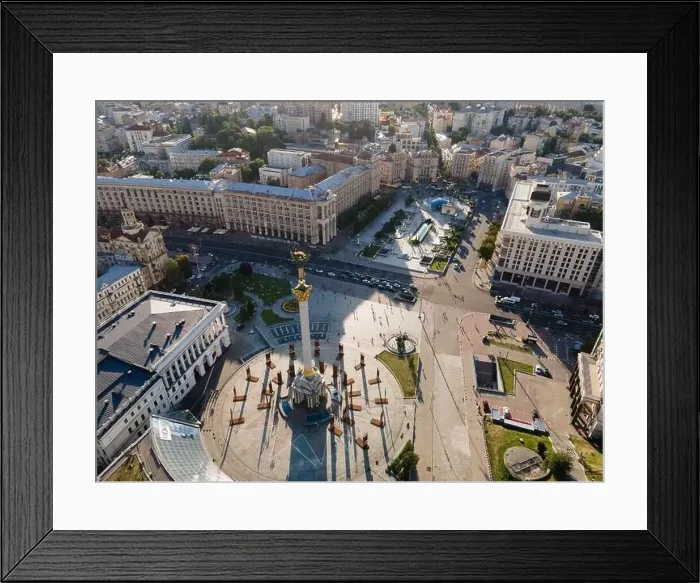 Framed Print : Independence Square in Kyiv, Ukraine. Maidan. Aerial view Framed Print : Independence Square in Kyiv, Ukraine. Maidan. Aerial view