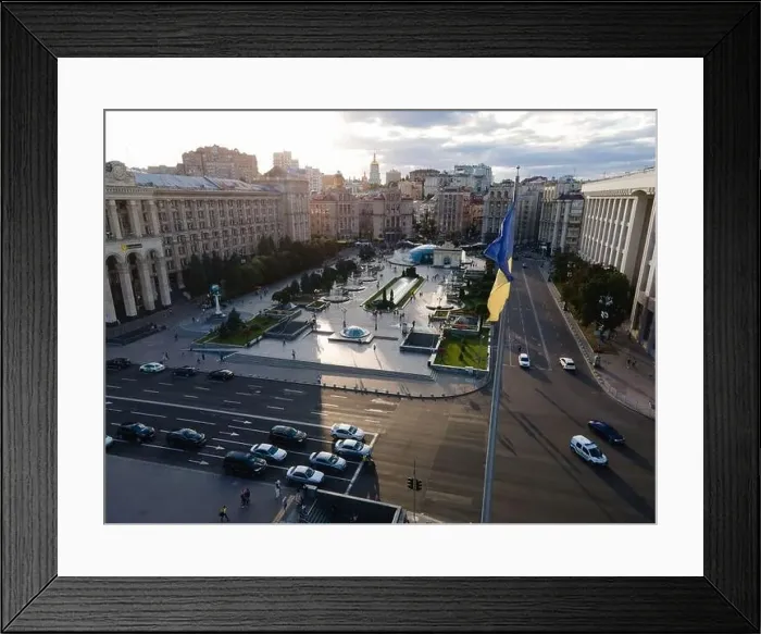 Framed Print : Independence Square in Kyiv, Ukraine. Maidan. Aerial view Framed Print : Independence Square in Kyiv, Ukraine. Maidan. Aerial view