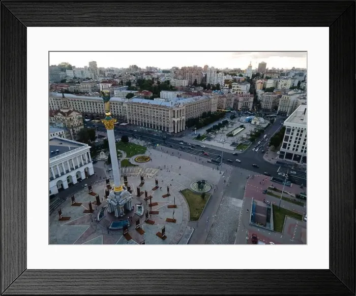 Framed Print : Independence Square in Kyiv, Ukraine. Maidan. Aerial view Framed Print : Independence Square in Kyiv, Ukraine. Maidan. Aerial view