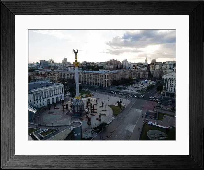 Framed Print : Independence Square in Kyiv, Ukraine. Maidan. Aerial view Framed Print : Independence Square in Kyiv, Ukraine. Maidan. Aerial view