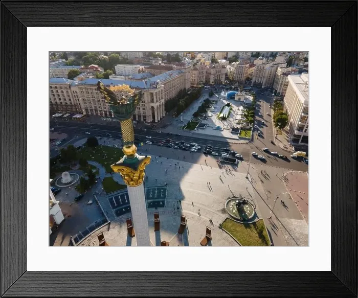 Framed Print : Independence Square in Kyiv, Ukraine. Maidan. Aerial view Framed Print : Independence Square in Kyiv, Ukraine. Maidan. Aerial view
