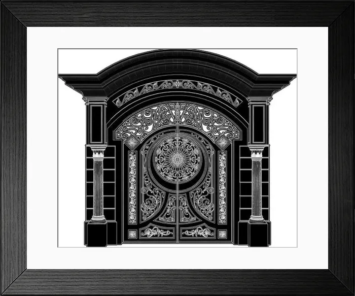 Framed Print : Forged Gate Vector. Illustration Of Arc Entrance Gate Isolated On White Background Framed Print : Forged Gate Vector. Illustration Of Arc Entrance Gate Isolated On White Background