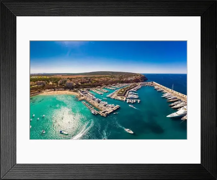 Framed Print : Aerial view, marina Port Adriano, El Toro, region Santa Ponca, Majorca, Balearic Islands, Spain