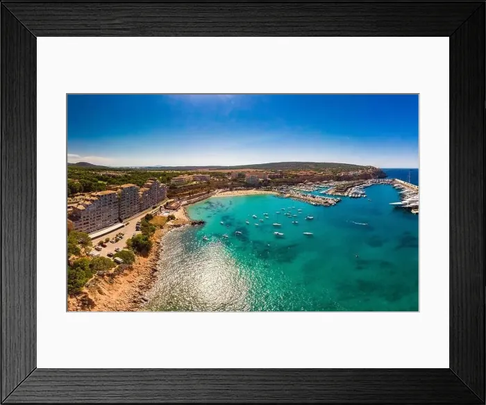 Framed Print : Aerial view, marina Port Adriano, El Toro, region Santa Ponca, Majorca, Balearic Islands, Spain