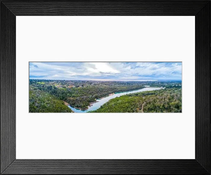 Framed Print : Aerial panorma of Frankston Reservoir and Port Phillip Bay in Melbourne, Australia Framed Print : Aerial panorma of Frankston Reservoir and Port Phillip Bay in Melbourne, Australia