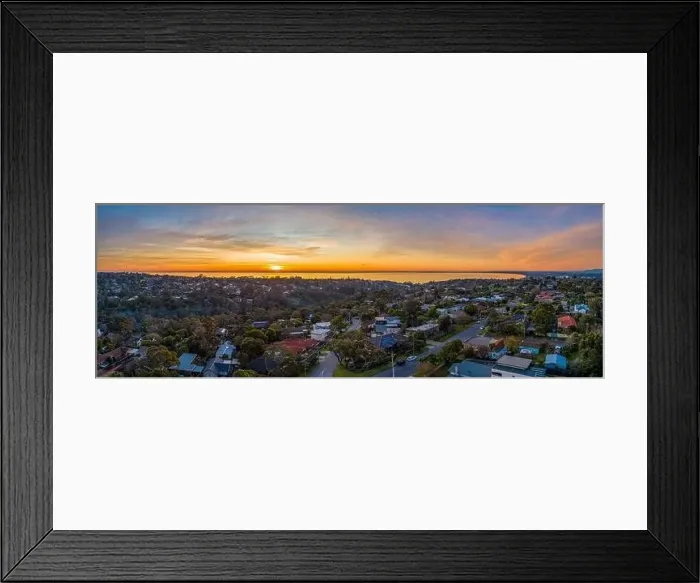Framed Print : Aerial panorama Frankston Suburb at sunset in Melbourne, Australia Framed Print : Aerial panorama Frankston Suburb at sunset in Melbourne, Australia