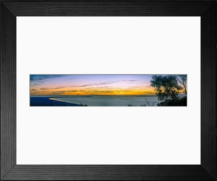 Framed Print : Wide panoramic landscape of sunset over Mornington Peninsula in Melbourne, Australia Framed Print : Wide panoramic landscape of sunset over Mornington Peninsula in Melbourne, Australia