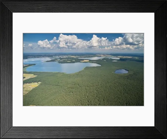 Framed Print : Clean big lake in forest landscape aerial drone view Framed Print : Clean big lake in forest landscape aerial drone view