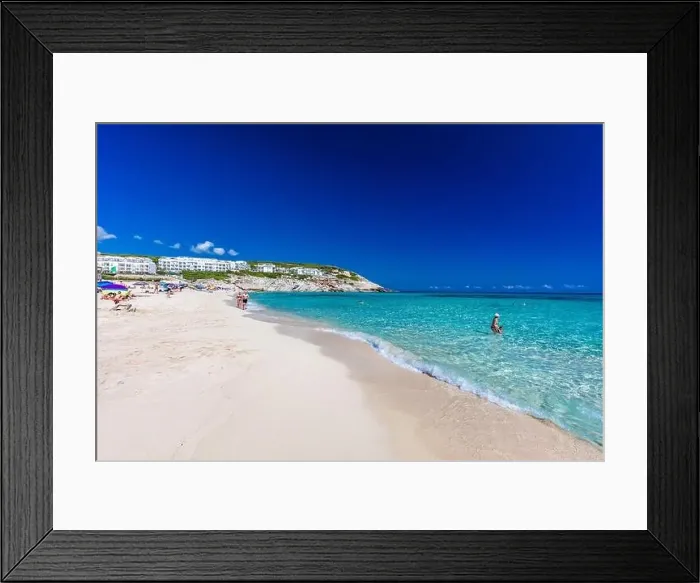 Framed Print : CALA MESQUIDA, MALLORCA, SPAIN - 19 July 2020: People enjoying beautiful sandy beach of on Mallorca Framed Print : CALA MESQUIDA, MALLORCA, SPAIN - 19 July 2020: People enjoying beautiful sandy beach of on Mallorca