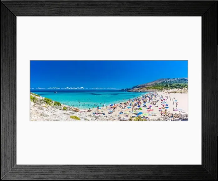 Framed Print : CALA MESQUIDA, MALLORCA, SPAIN - 19 July 2020: People enjoying beautiful sandy beach of on Mallorca Framed Print : CALA MESQUIDA, MALLORCA, SPAIN - 19 July 2020: People enjoying beautiful sandy beach of on Mallorca