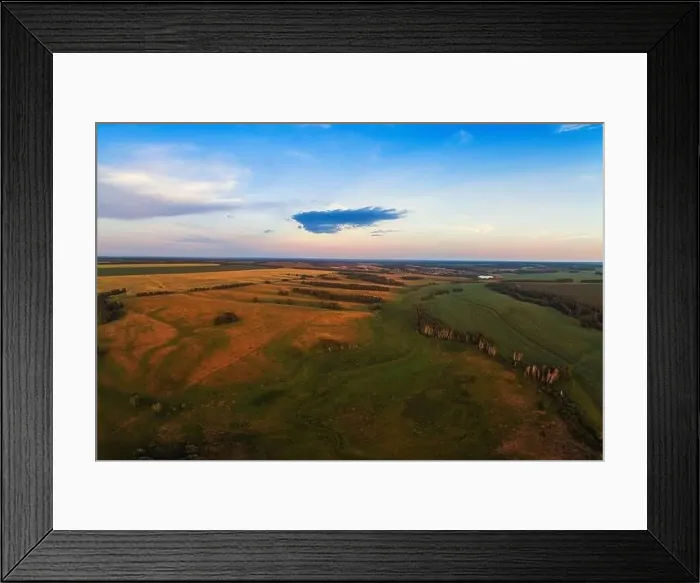 Framed Print : Top aerial view of green fields and meadows Framed Print : Top aerial view of green fields and meadows