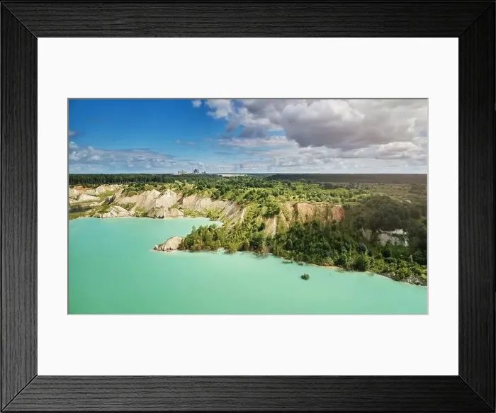 Framed Print : Quarry next to cement factory aerial above top view Framed Print : Quarry next to cement factory aerial above top view