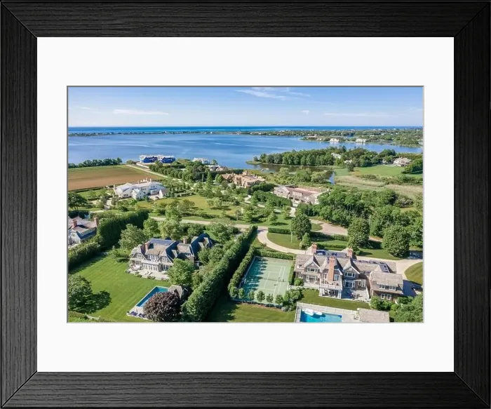 Framed Print : Aerial view of large private estates, in Water Mill, NY Framed Print : Aerial view of large private estates, in Water Mill, NY