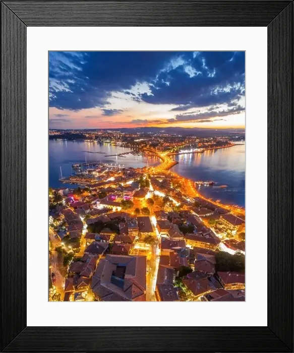 Framed Print : Nessebar city at night in the summer Framed Print : Nessebar city at night in the summer