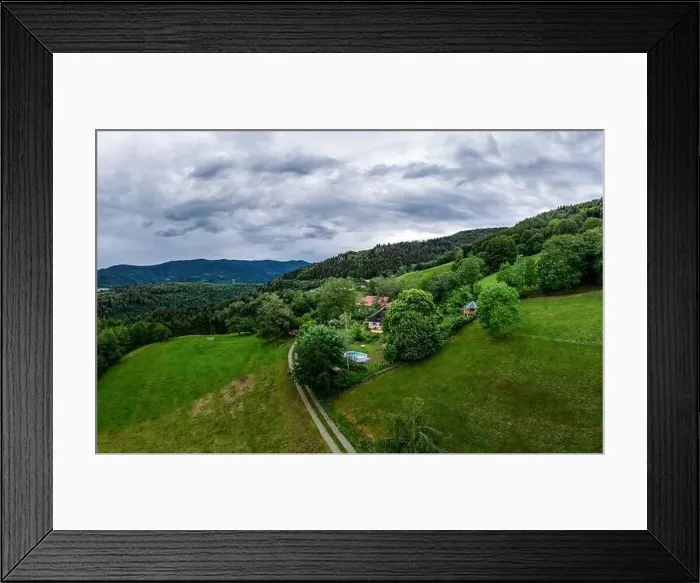 Framed Print : Stunning beautiful aerial view of the Vosges mountain range in Alsace. France Framed Print : Stunning beautiful aerial view of the Vosges mountain range in Alsace. France