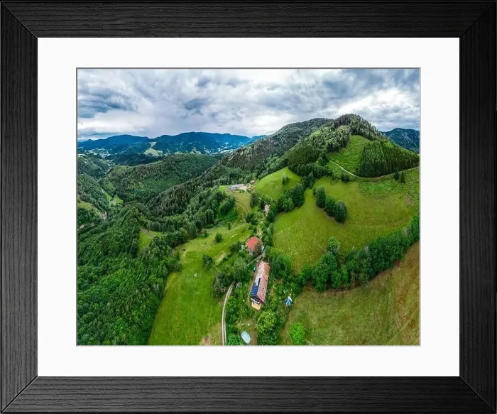 Framed Print : Stunning beautiful aerial view of the Vosges mountain range in Alsace. France