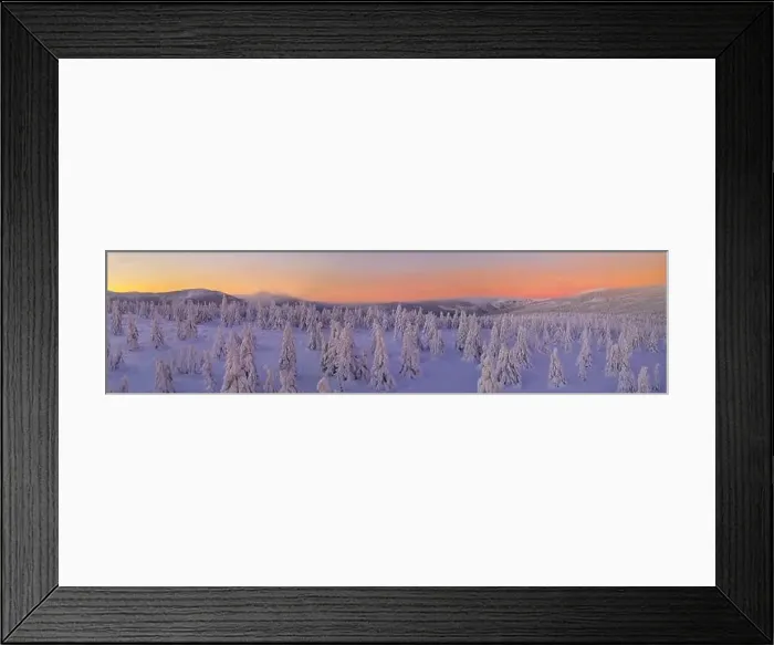 Framed Print : Aerial view of panoramic idyllic winter landscape with spruce trees and snowy meadow. High resolution image Framed Print : Aerial view of panoramic idyllic winter landscape with spruce trees and snowy meadow. High resolution image