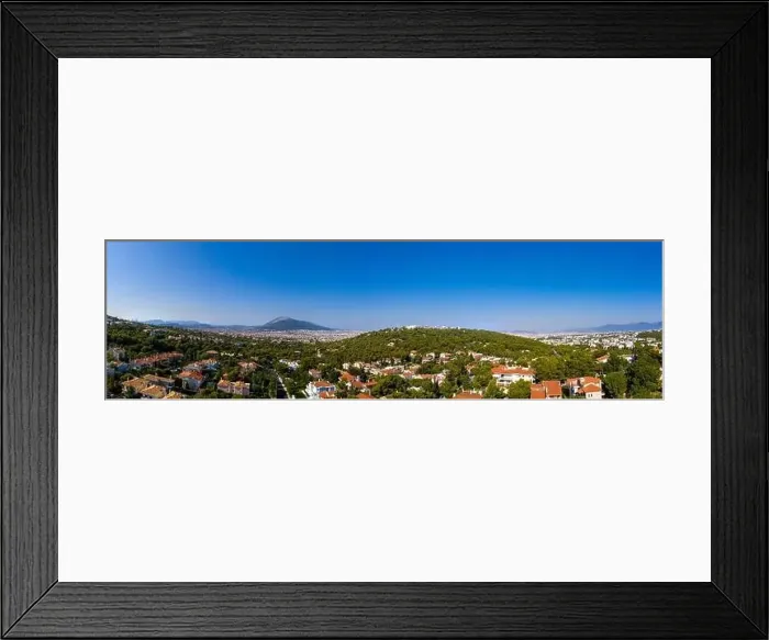 Framed Print : Athens Greece panorama. Athens city from Penteli mount, sunny summer day. Aerial view from drone Framed Print : Athens Greece panorama. Athens city from Penteli mount, sunny summer day. Aerial view from drone