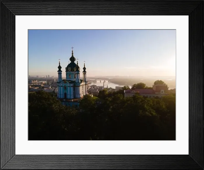 Framed Print : Aerial view of Kyiv St. Andrew's Church. Ukraine Framed Print : Aerial view of Kyiv St. Andrew's Church. Ukraine