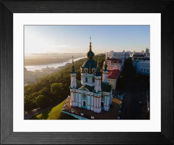 Framed Print : Aerial view of Kyiv St. Andrew's Church. Ukraine Framed Print : Aerial view of Kyiv St. Andrew's Church. Ukraine