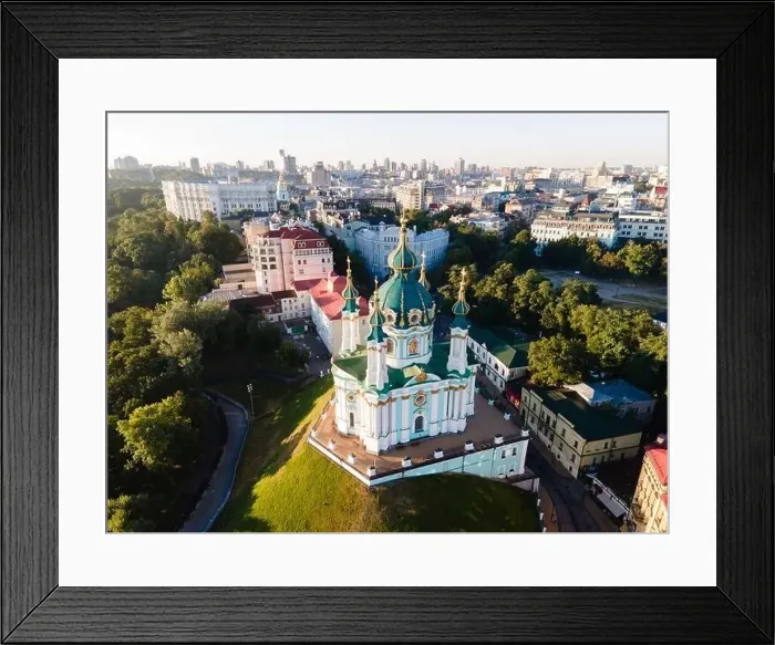 Framed Print : Aerial view of Kyiv St. Andrew's Church. Ukraine Framed Print : Aerial view of Kyiv St. Andrew's Church. Ukraine