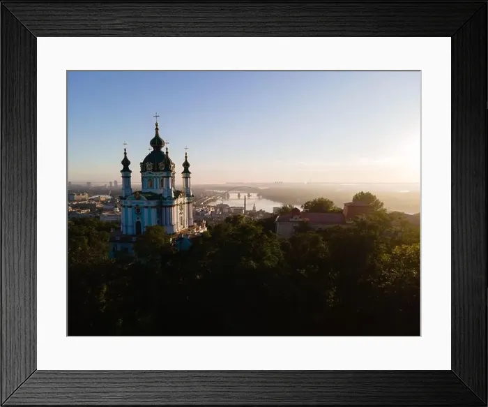 Framed Print : Aerial view of Kyiv St. Andrew's Church. Ukraine Framed Print : Aerial view of Kyiv St. Andrew's Church. Ukraine