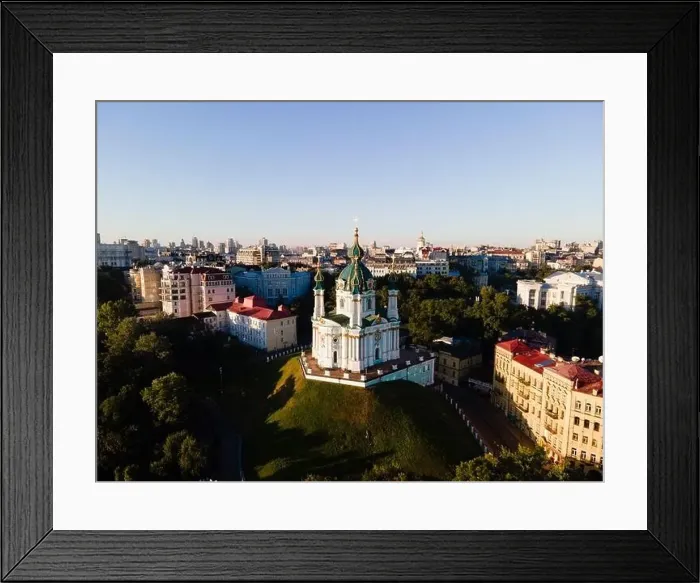 Framed Print : Aerial view of Kyiv St. Andrew's Church. Ukraine Framed Print : Aerial view of Kyiv St. Andrew's Church. Ukraine