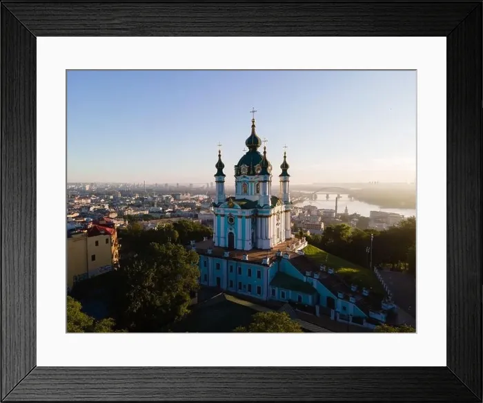 Framed Print : Aerial view of Kyiv St. Andrew's Church. Ukraine Framed Print : Aerial view of Kyiv St. Andrew's Church. Ukraine