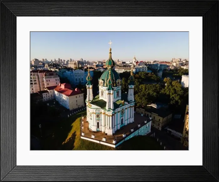 Framed Print : Aerial view of Kyiv St. Andrew's Church. Ukraine Framed Print : Aerial view of Kyiv St. Andrew's Church. Ukraine